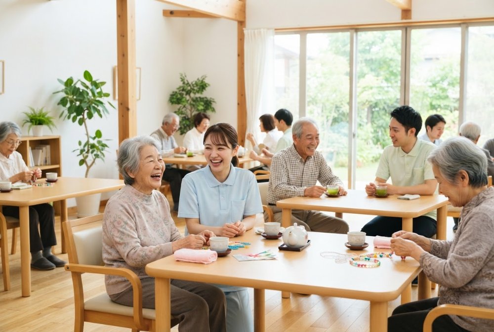 杖の柄に添えられた高齢の方の手