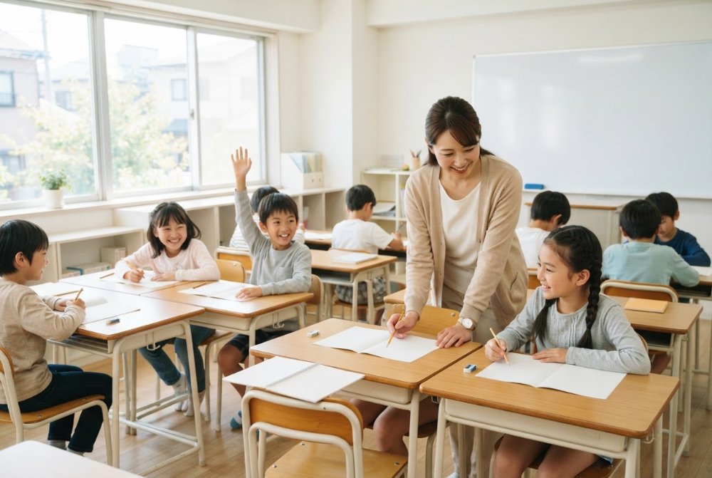 窓際に机と椅子が並ぶ教室